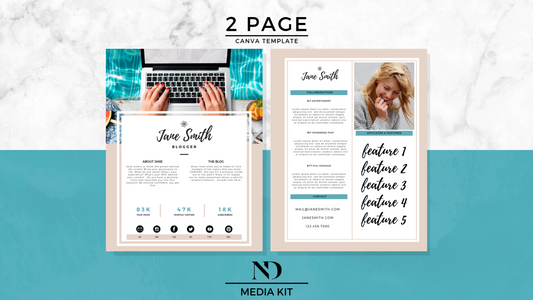 2 Page Media Kit Template - Aqua
