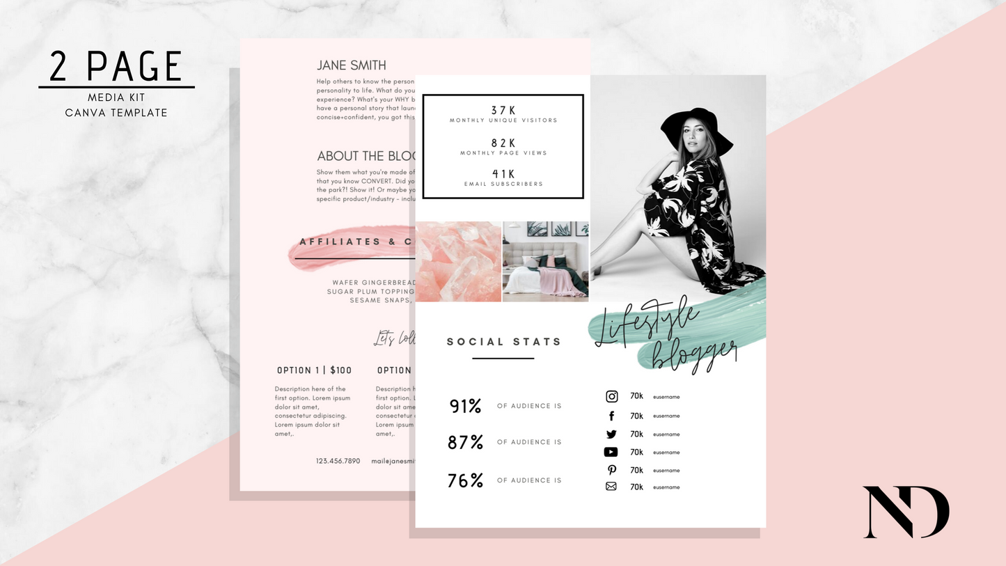 2 Page Media Kit Template - Pink